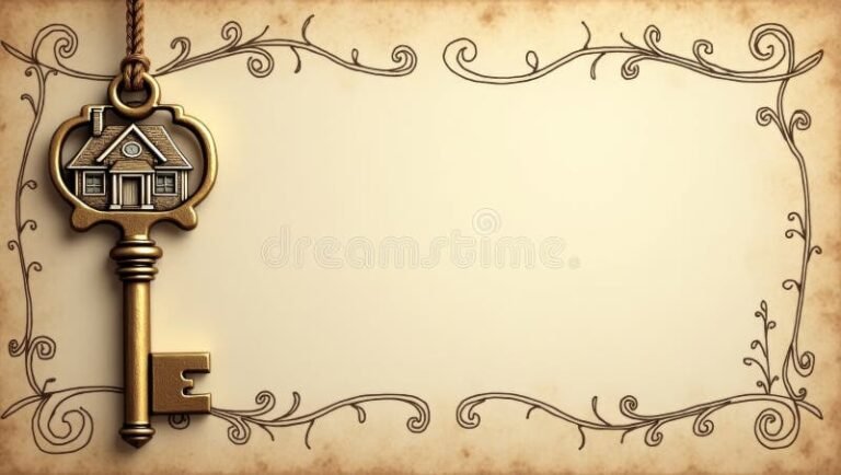 casa antigua con llave antigua dorada