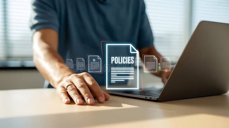 persona usando computadora con documentos legales